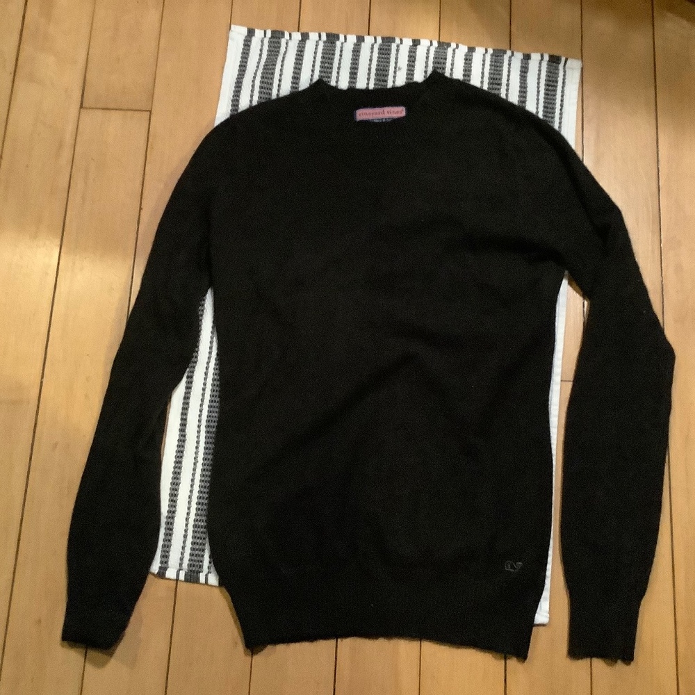 Vineyard Vines 100% Cashmere Womens Black Sweater, Size M, Shep & Ian Crew Neck